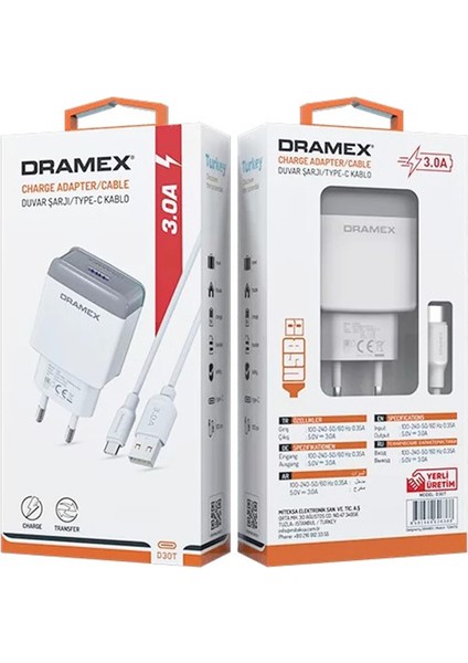 D30T Charger Adapter Type-C USB Set 3.0A Ev Şarj Aleti (81)