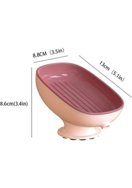 Pembe Tarzı Banyo Sabunluk Süper Emiş Kupası ile Su Tahliye Sistemi - 1 Adet (Yurt Dışından)