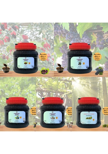 Sağlık Beşlisi Paketi & (Üzüm, Andız, Kozalak, Keçiboynuz, Karadut Pekmezi) 4750 gr