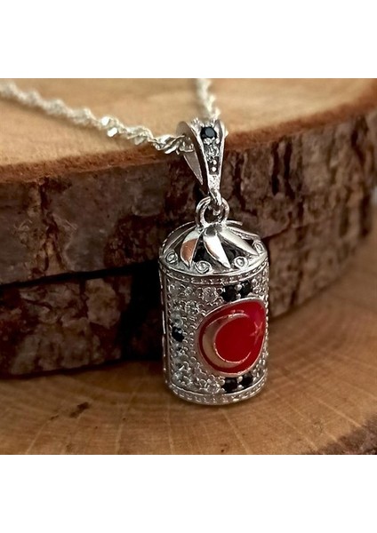 Silindir Ay Yıldız Kadın 925 Ayar Gümüş Kolye Zincir Gklgmsslınr