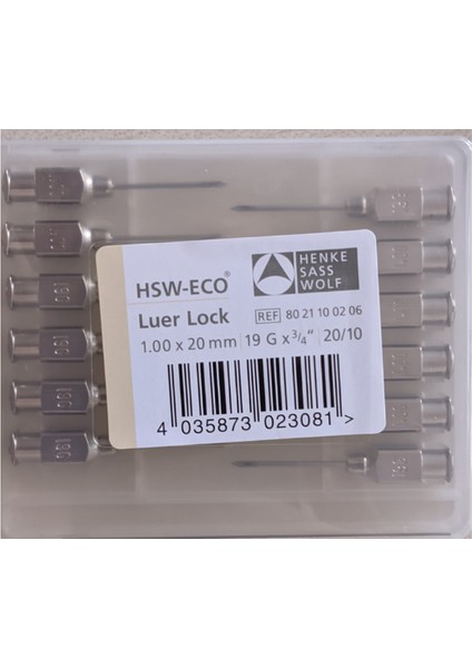 Enjektör Iğne Ucu Çelik 19G x 3/4" 1 Paket (12 Adet)