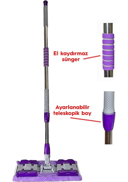 Mandallı Mop Mikrofiber Yüzey Temizlik Seti Paspas Yer Duvar Cam Kıskaçlı Klipsli