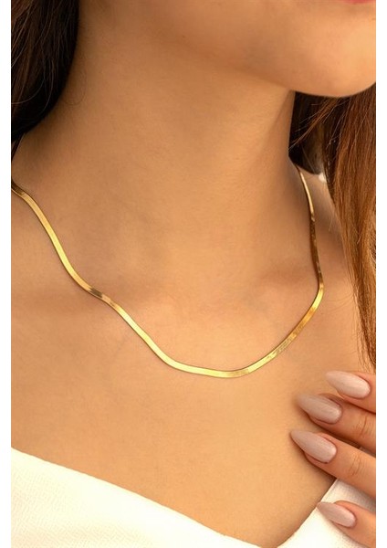 Italyan Yassı Kadın Altın Kolye