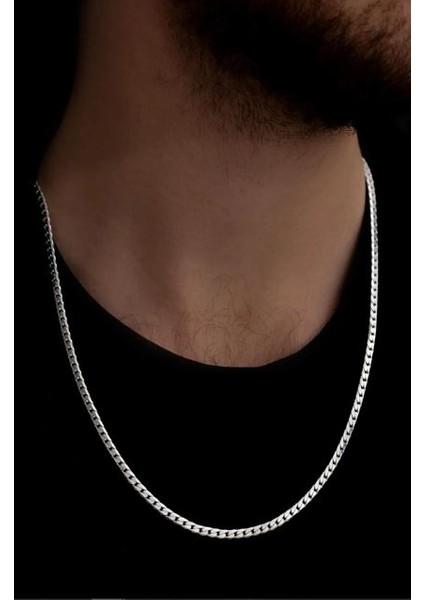 Erkek Gümüş Kolye - 925 Ayar Ezme Gurmet Gümüş Kolye