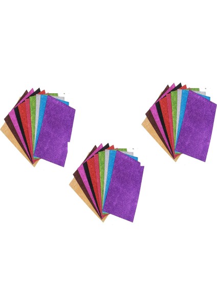 3 Paket Renkli Simli Eva , 20X30 cm 10 Renk Karışık - Anaokulu, Kreş, Okul Öncesi Etkinlik
