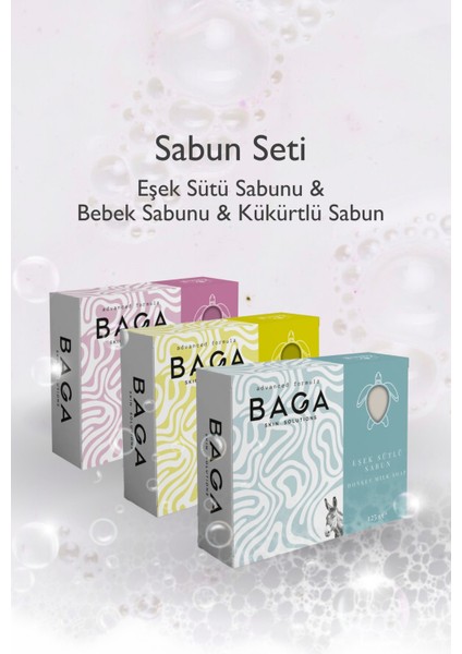 Eşek Sütü Sabunu & Baga Bebek Sabunu & Baga Kükürtlü Sabun Seti