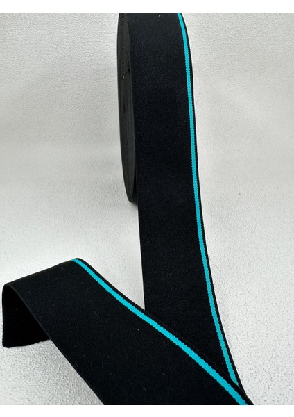 4 cm Dokuma Çizgili Muss Lastik-5 Metre-Siyah