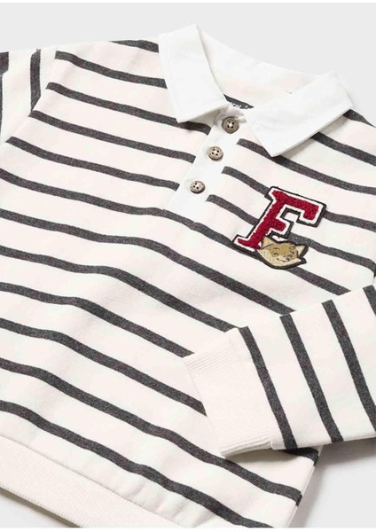 Kışlık Erkek Bebek Lacivert Çizgili Sweatshırt - Krem modelleri