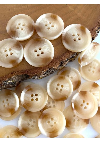 25MM Kaban ve Trençkot Düğmesi Sütlü Kahve-Beyaz(8 Adet)