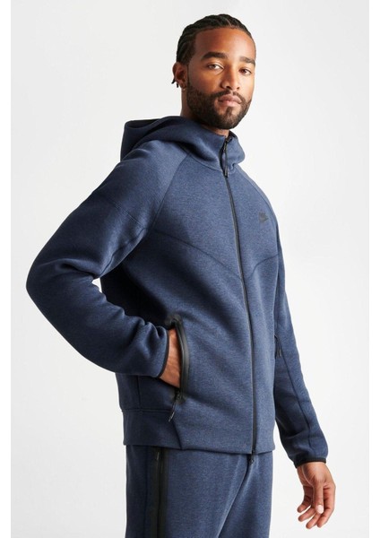 Tech Fleece Full Zip Windrunner Hoodie Navy Kapüşonlu  Sweatshirt Lacivert