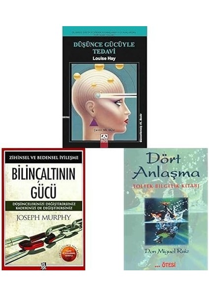 Düşünce Gücüyle Tedavi + Bilinçaltının Gücü + Dört Anlaşma 3 Set