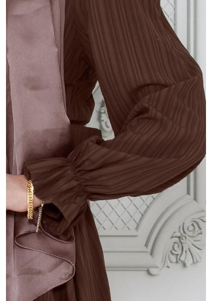 Kemerli Tesettür Elbise-Kahverengi fırsatları