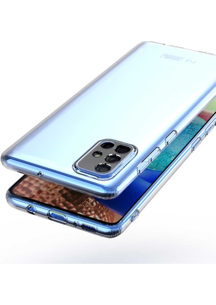 Galaxy A71 Kılıf Kamera Korumalı Süper Silikon Kapak-Renksiz