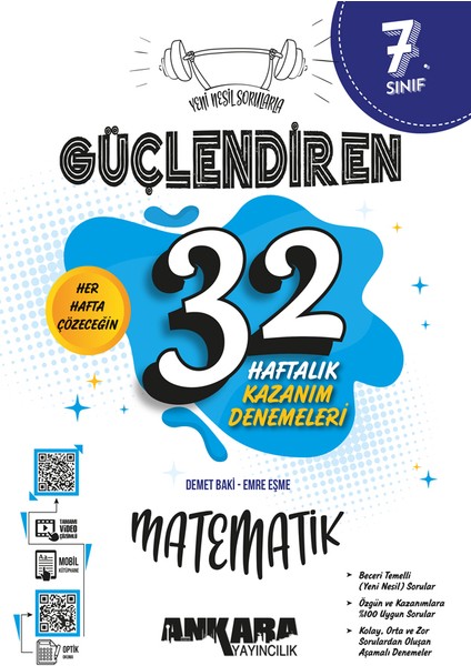 Ankara Yayıncılık 7. Sınıf Güçlendiren 32 Haftalık Matematik Kazanım Denemeleri 2024-2025 Güncel Baskı