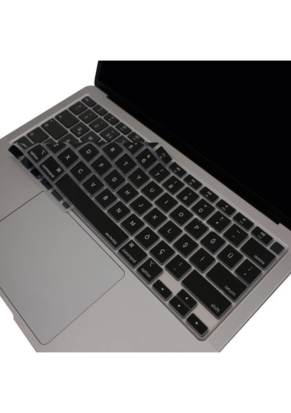 Mg Store Macbook Air M1 13INÇ Klavye Koruyucu Touchıd'li (Us To Tr) A2179 A2337 ile Uyumlu Siyah