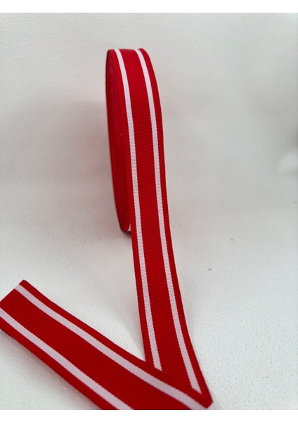 3 cm Çizgili Şerit-5 Metre-Kırmızı