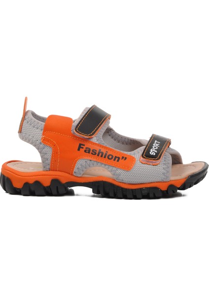 24-410-F Siyah-Turuncu Ortopedik Erkek Çocuk Sandalet