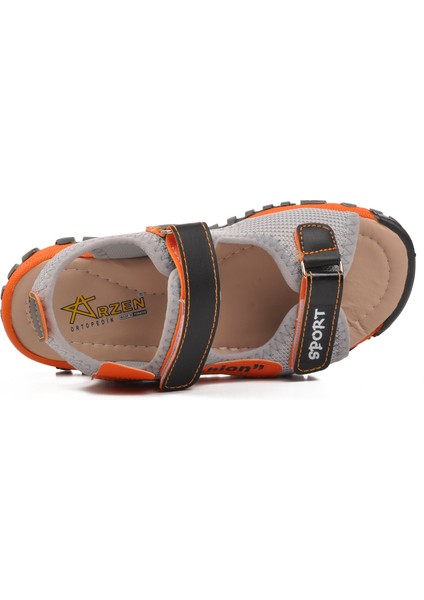 24-410-F Siyah-Turuncu Ortopedik Erkek Çocuk Sandalet fırsatları