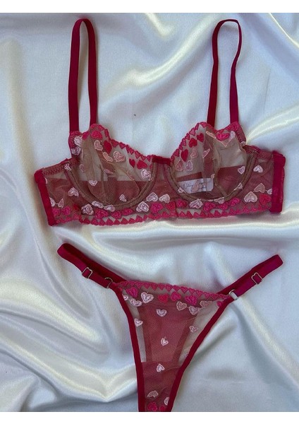 Heart Armos Pink Transparan Sütyen Takımı modelleri