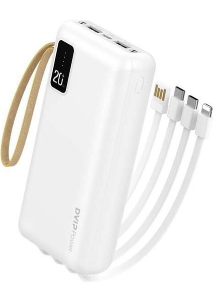 İP12 20000MAH 2xusba Type-C Micro Lightning Çıkışlı LED Göstergeli Powerbank Beyaz