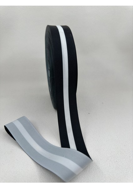 4 cm Çizgili Şerit- 5 Metre-(Siyah-Beyaz)
