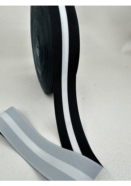 4 cm Çizgili Şerit- 5 Metre-(Siyah-Beyaz)