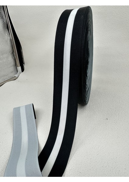 4 cm Çizgili Şerit- 5 Metre-(Siyah-Beyaz)