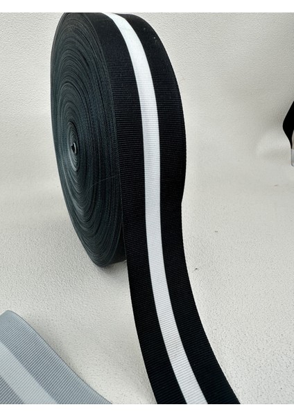 4 cm Çizgili Şerit- 5 Metre-(Siyah-Beyaz)