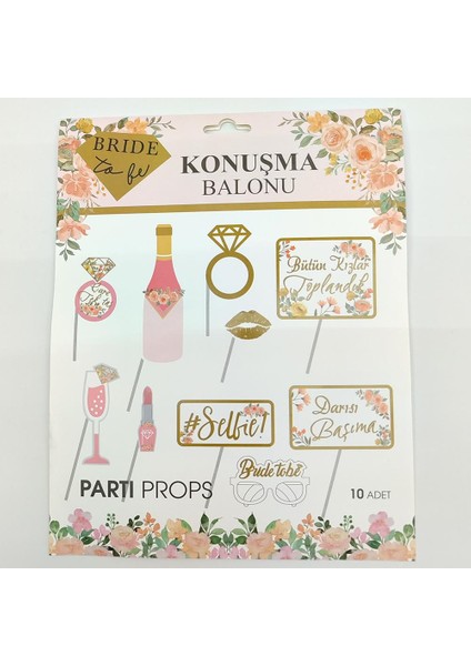 Bride To Be Temalı Konuşma Balonu Seti 10 Adet - Çiçek