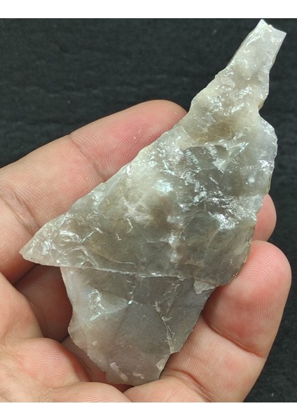 Dekoratif Orjinal Koleksiyonluk 1. Kalite Gri Dumanlı Kalsedon Doğal Taş A127