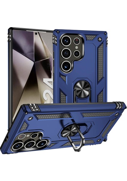 Samsung Galaxy S24 Ultra Kılıf Vega Yüzüklü Standlı + Ekran Koruyucu