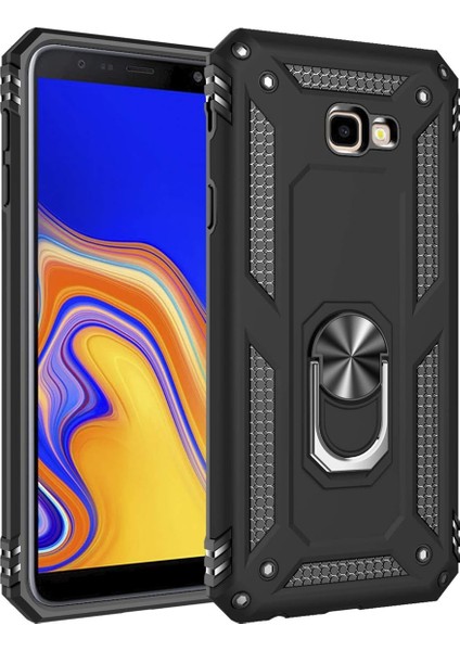 Samsung Galaxy J4+ Plus Kılıf Vega Yüzüklü Standlı + Ekran Koruyucu