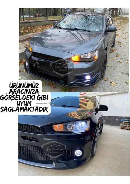 Mitsubishi Lancer 2007-2014 Uyumlu Üniversal Mercekli Angel Sis Farı Metal Su Geçirmez 76 mm Sarı Halkalı Gündüz Farı Angel Eyes 2 Adet