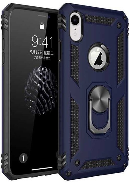 Apple iPhone Xr Kılıf Vega Yüzüklü Standlı Darbe Korumalı