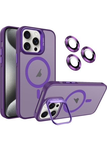 Apple iPhone 16 Pro Kılıf Alp Kamera Lensli Standlı Mat Buzlu Kapak