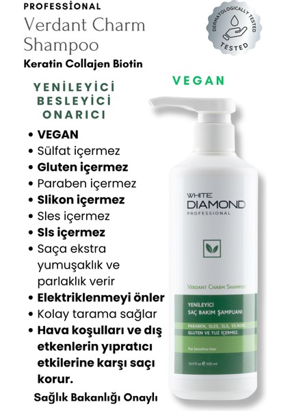 Yenıleyıcı Vegan Saç Bakım Şampuanı, Paraben. Sles, Sls, Gluten ve Tuz Içermez 500 ml