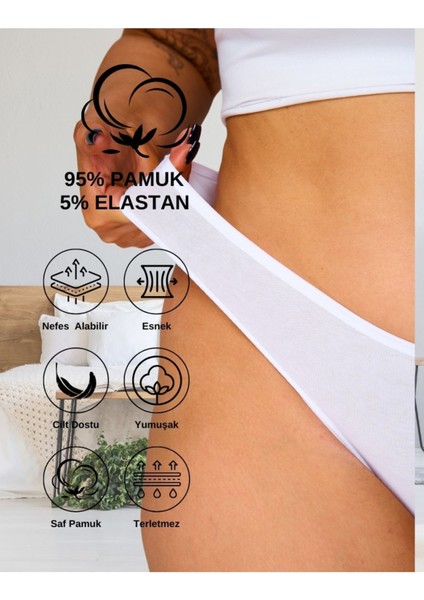 ALYA UNDERWEAR Kadın Bikini Kesim Slip Külot (1 Adet Beyaz 2 Adet Siyah 2 Adet Ten)