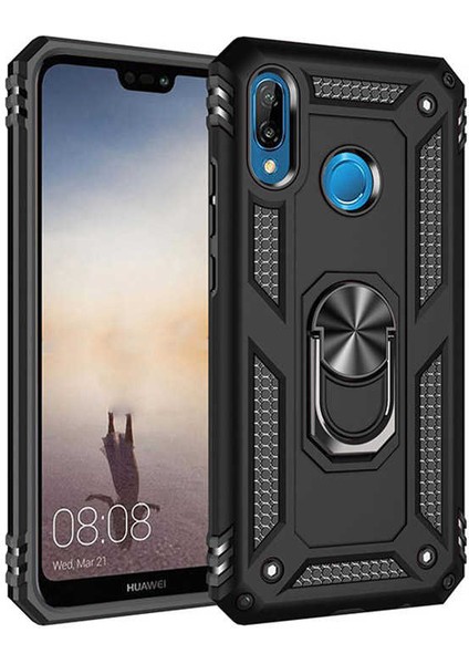 Huawei P20 Lite Kılıf Vega Yüzüklü Standlı Darbe Korumalı