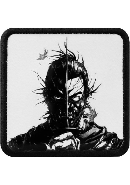 Unisex Siyah Değiştirilebilir Şapka Sticker- Samurai Portrait Tasarım