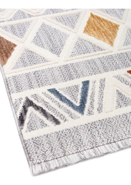 Broadway İskandinav Salon Halısı Mutfak Halısı Yolluk Bukle Dokuma Halı Geometrik Beyaz Mavi Dekoratif Halı BR-04 indirimleri