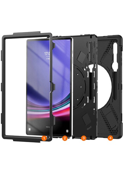 Samsung Galaxy Tab S8 Ultra Zırhlı Armour Defender Askılı Kılıf Sm - X900 modelleri