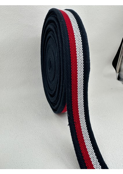 3.3 cm Kolon Şerit-5 Metre-(Çizgili Renk:lacivert-Kırmızı-Beyaz) indirimleri