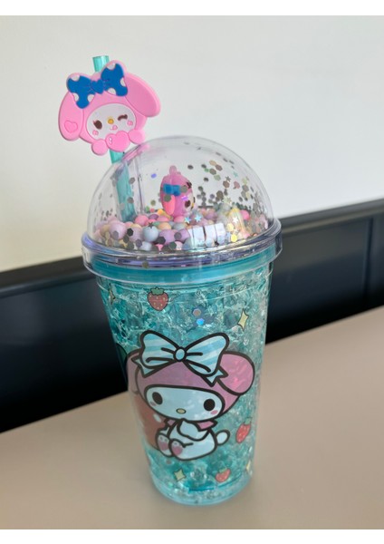 Sanrios Cinnamoroll-Kawaii Anime-Cidarlı Pipetli Suluk-Matara-Plastik Damlatmaz Bardak,spor,kahve,su Şişesi