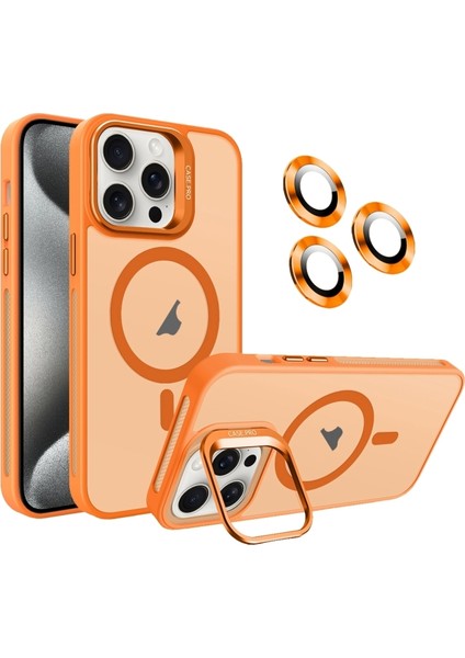 Apple iPhone 16 Pro Max Kılıf Alp Kamera Lensli Standlı Mat Buzlu Kapak