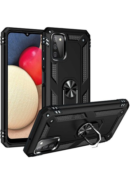 Samsung Galaxy A03S Kılıf Vega Yüzüklü Standlı + Ekran Koruyucu