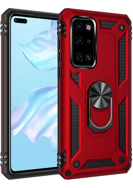 Huawei P40 Kılıf Vega Yüzüklü Standlı + Ekran Koruyucu