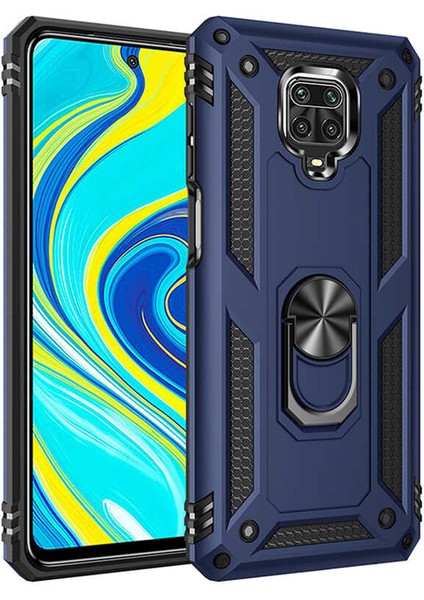 Xiaomi Redmi Note 9 Pro Kılıf Vega Yüzüklü Standlı + Ekran Koruyucu