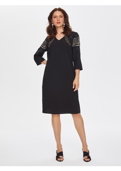 Boncuk ve Taş Işli V Yaka Abiye Elbise 69116 fiyatları