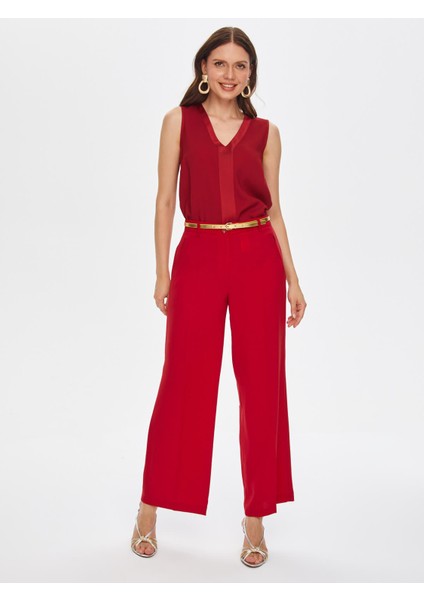 Wıde Leg Fıt Şık Krep Pantolon 69473