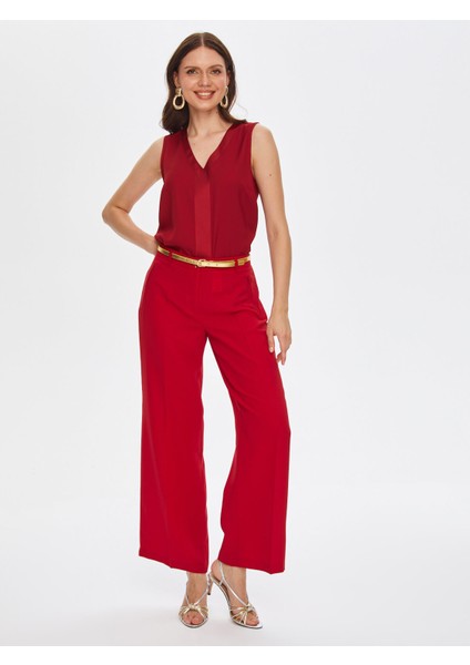 Wıde Leg Fıt Şık Krep Pantolon 69473